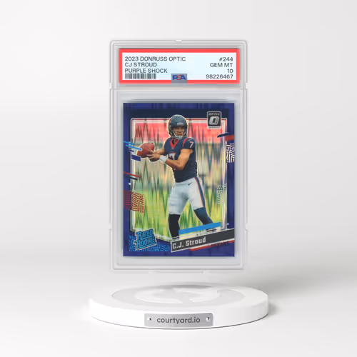 2023 Panini Donruss Optic #244 CJ Stroud - Purple Shock (PSA 10 GEM MINT)