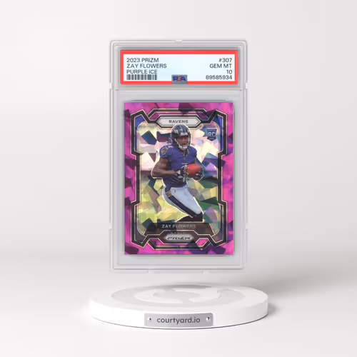 2023 Panini Prizm #307 Zay Flowers - Purple Ice (PSA 10 GEM MINT)
