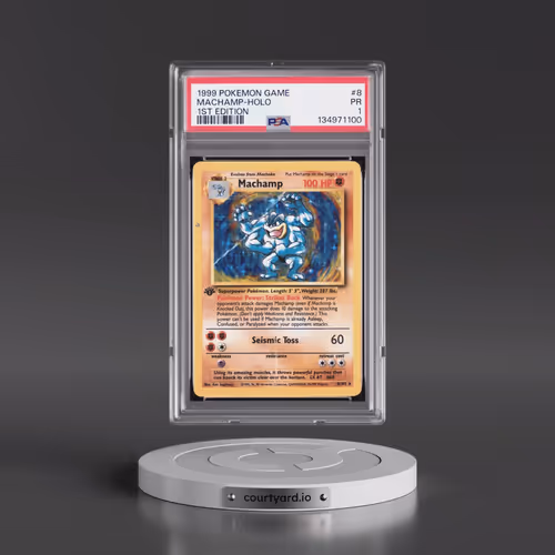 1999 Pokémon Game #8 Machamp - 1st Edition Holo (PSA 1 PR)