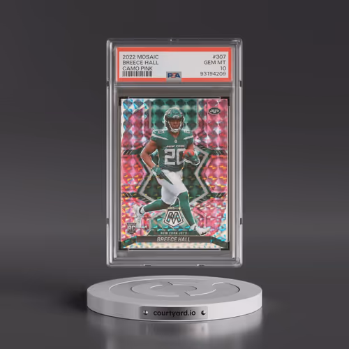 2022 Panini Mosaic #307 Breece Hall - Camo Pink (PSA 10 GEM MINT)