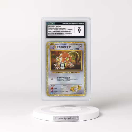 2023 Trading Card Game Classic - CLF, CLL, CLK #016/032 Lt. Surge's Raticate - Holo Blastoise & Suicune ex Deck - CLK (CGC 9 MINT)