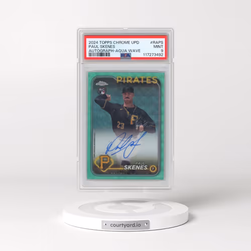 2024 Topps Chrome Update Chrome Baseball Update Series Autographs #RAPS Paul Skenes - Aqua Wave (PSA