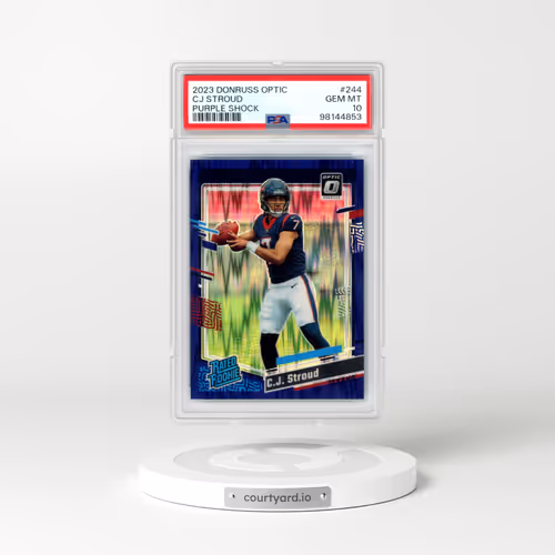 2023 Panini Donruss Optic #244 CJ Stroud - Purple Shock (PSA 10 GEM MINT)