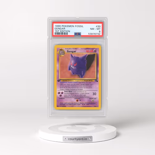 1999 Pokémon Fossil #20 Gengar - 1st Edition (PSA 8 NM-MT)
