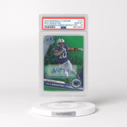 2023 Bowman University Chrome #114 Nick Singleton - Autograph-Green Refractor (PSA 10 GEM MINT)