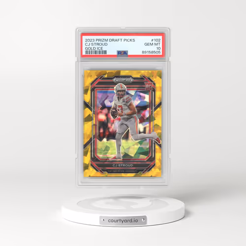 2023 Panini Prizm Draft Picks #102 CJ Stroud - Gold Ice (PSA 10 GEM MINT)