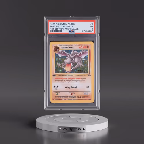 1999 Pokémon Fossil #1 Aerodactyl - 1st Edition Holo Prerelease (PSA 3 VG)