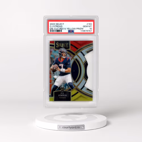 2023 Panini Select #183 CJ Stroud - Die-Cut Red & Yellow Prizm (PSA 10 GEM MINT)