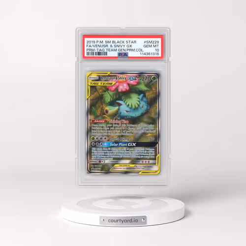 2019 Pokémon SM Black Star Promo #SM229 Venusaur & Snivy GX - Holo Full Art Tag Team Generations Pre