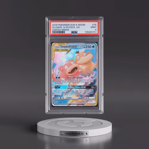 2019 Pokémon Sun & Moon Unified Minds #35 Slowpoke & Psyduck GX - Holo (PSA 9 MINT)