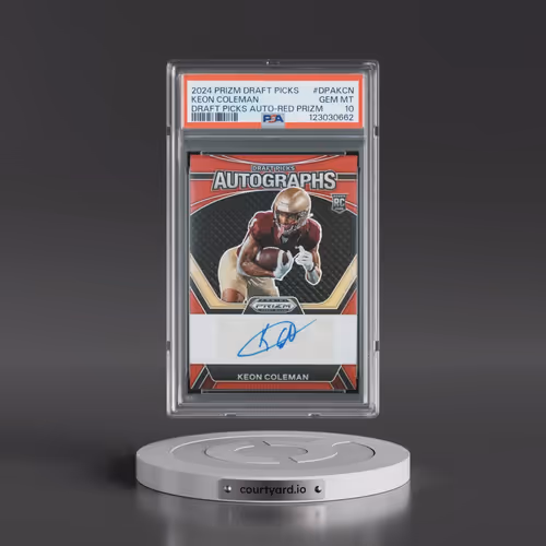 2024 Panini Prizm Draft Picks Draft Picks Autographs #DPAKCN Keon Coleman - Red Prizm (PSA 10 GEM MI