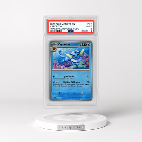 2025 Pokémon Pre EN-Prismatic Evolutions #022 Vaporeon - Reverse Holo Poke Ball (PSA 9 MINT)