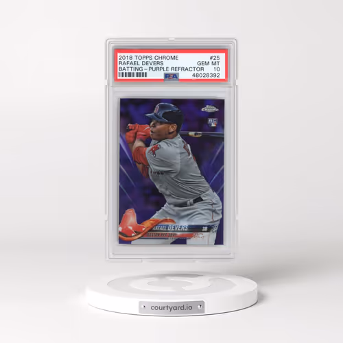 2018 Topps Chrome #25 Rafael Devers - Batting-Purple Refractor (PSA 10 GEM MINT)