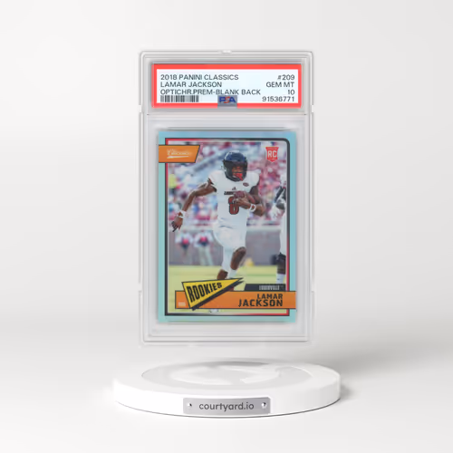 2018 Panini Classics #209 Lamar Jackson - Optichrome Premium-Blank Back (PSA 10 GEM MINT)