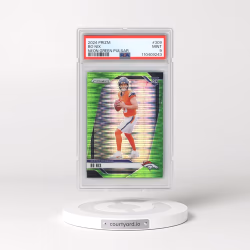 2024 Panini Prizm #309 Bo Nix - Neon Green Pulsar (PSA 9 MINT)