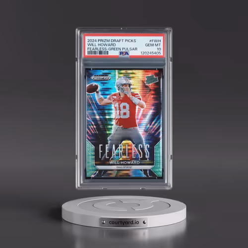 2024 Panini Prizm Draft Picks Fearless #FWH Will Howard - Green Pulsar (PSA 10 GEM MINT)