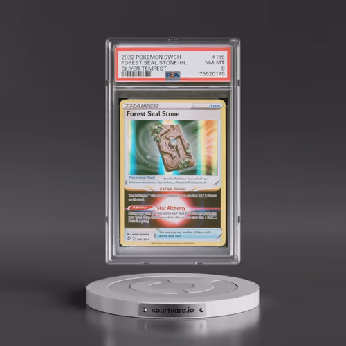 2022 Pokémon Sword & Shield Silver Tempest #156 Forest Seal Stone - Holo (PSA 8 NM-MT)