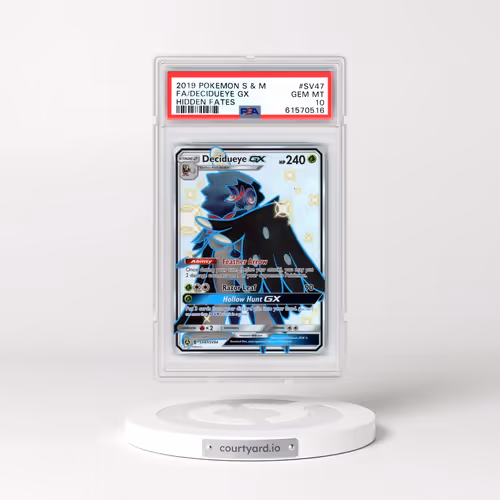 2019 Pokémon Sun & Moon Hidden Fates #SV47 Decidueye GX - Holo Full Art (PSA 10 GEM MINT)