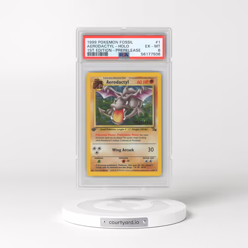 1999 Pokémon Fossil #1 Aerodactyl - 1st Edition Holo Prerelease (PSA 6 EX-MT)