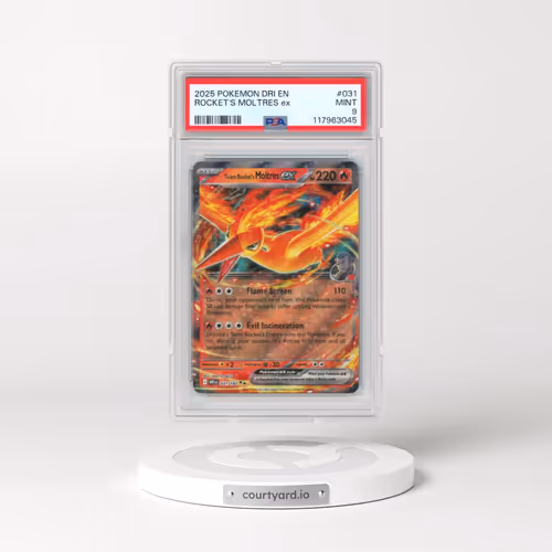 2025 Pokémon Dri EN-Destined Rivals #031 Team Rocket's Moltres EX - Holo (PSA 9 MINT)