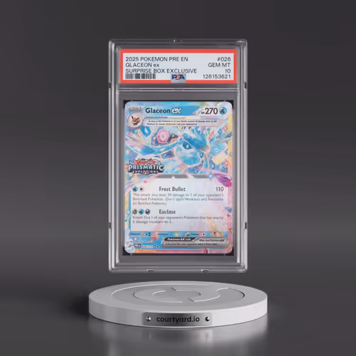 2025 Pokémon Pre EN-Prismatic Evolutions #026 Glaceon EX - Holo Surprise Box Exclusive (PSA 10 GEM M