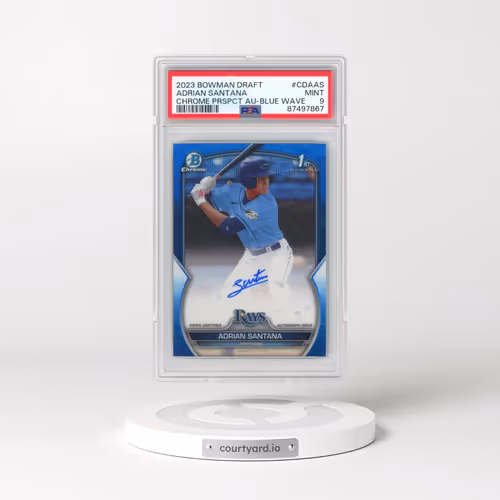 2023 Bowman Draft Chrome Prospect Autograph #CDAAS Adrian Santana - Blue Wave (PSA 9 MINT)