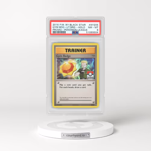 2016 XY Promos #XY205 Gym Badge (Lt Surge) - Holo (PSA 8 NM-MT)