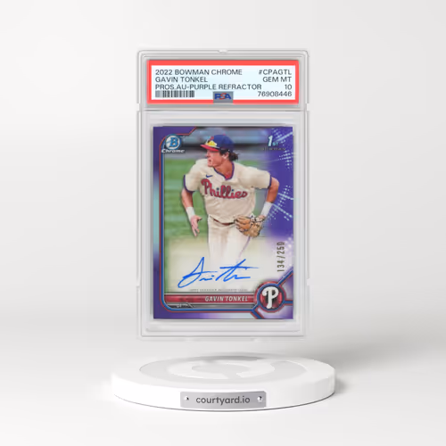 2022 Bowman Chrome Prospect Autographs #CPAGTL Gavin Tonkel - Purple Refractor (PSA 10 GEM MINT)