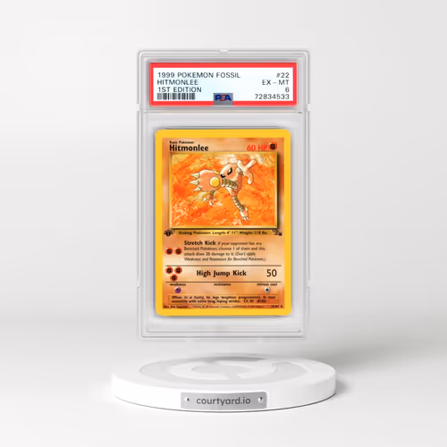 1999 Pokémon Fossil #22 Hitmonlee - 1st Edition (PSA 6 EX-MT)