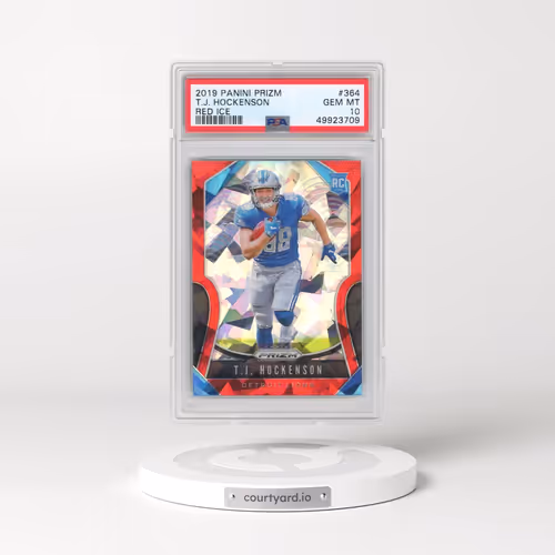 2019 Panini Prizm #364 T.J. Hockenson - Red Ice (PSA 10 GEM MINT)
