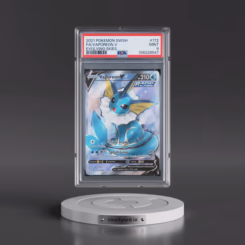 2021 Pokémon Sword & Shield Evolving Skies #172 Vaporeon V - Holo Full Art (PSA 9 MINT)
