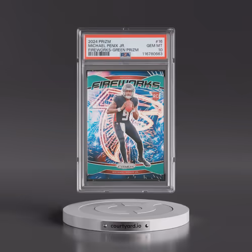 2024 Panini Prizm Fireworks #16 Michael Penix Jr. - Green Prizm (PSA 10 GEM MINT)