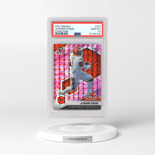 2021 Panini Mosaic #247 JA'Marr Chase - Camo Pink (PSA 10 GEM MINT)