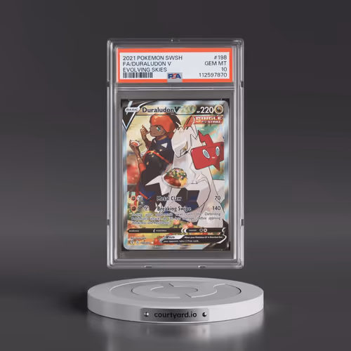 2021 Pokémon Sword & Shield Evolving Skies #198 Duraludon V - Holo Full Art (PSA 10 GEM MINT)