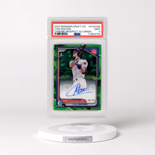 2024 Bowman Draft Sapphire Edition Chrome Sapphire Prospect Autographs #CPACMS Cole Mathis - Green (PSA 9 MINT)