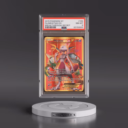 2015 Pokémon XY Breakthrough #164 Mewtwo EX - Holo Full Art Secret (PSA 8 NM-MT)