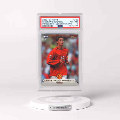 2003-04 Topps Premier Gold 04 #MU6 Cristiano Ronaldo - Uer: First Name "Christiano" (PSA 8 NM-MT)