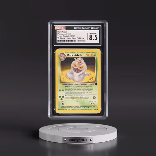 1999 Team Rocket #19/82 Dark Arbok - W Stamp Hong Kong Pokémon League (CGC 8.5 NM-MT+)