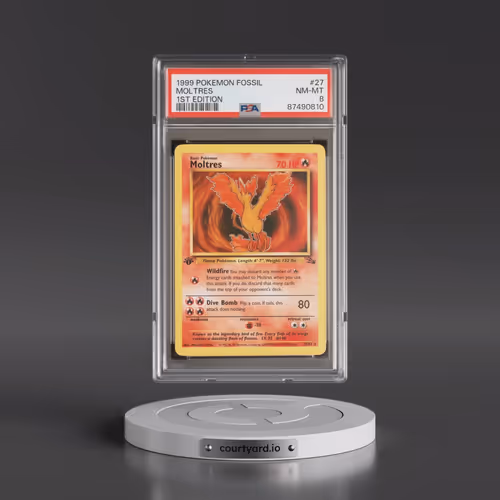 1999 Pokémon Fossil #27 Moltres - 1st Edition (PSA 8 NM-MT)