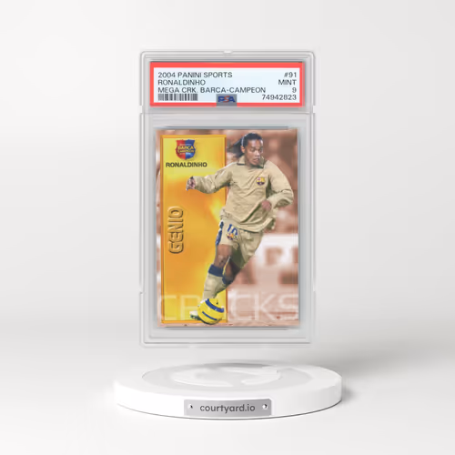 2004 Panini Sports Mega Cracks Barca #91 Ronaldinho - Campeon (Spanish) (PSA 9 MINT)