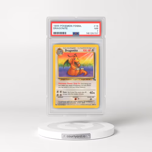 1999 Pokémon Fossil #19 Dragonite (PSA 7 NM)