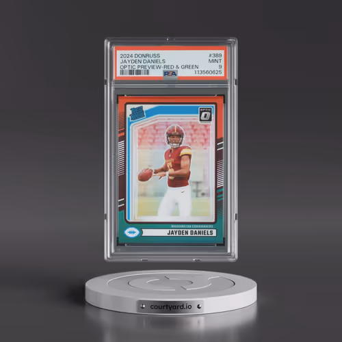 2024 Panini Donruss #389 Jayden Daniels - Optic Preview-Red & Green (PSA 9 MINT)