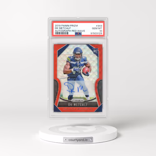 2019 Panini Prizm #343 DK Metcalf - Autograph-Red Wave (PSA 10 GEM MINT)