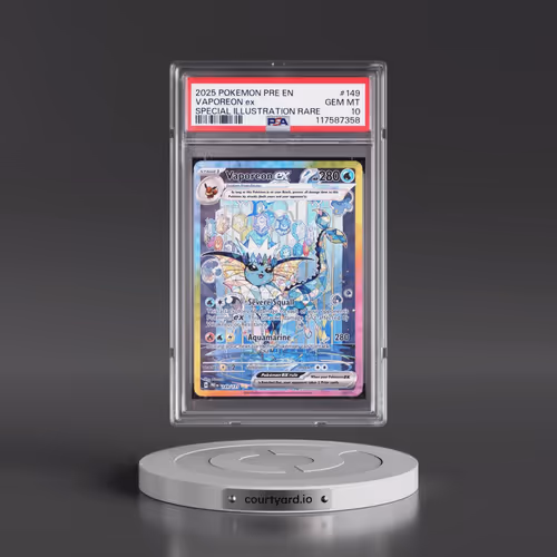 2025 Pokémon Pre EN-Prismatic Evolutions #149 Vaporeon EX - Holo Special Illustration Rare (PSA 10 G