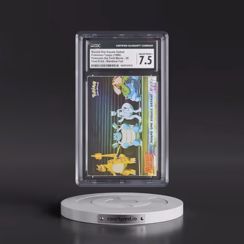 1999 Pokémon the First Movie #26 Round One Equals Defeat - First Print (Blue Topps Logo) Rainbow Foi