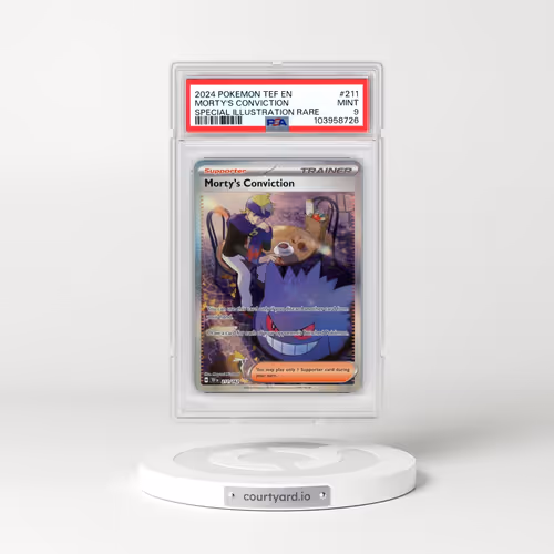 2024 Pokémon Tef EN-Temporal Forces #211 Morty's Conviction - Special Illustration Rare (PSA 9 MINT)