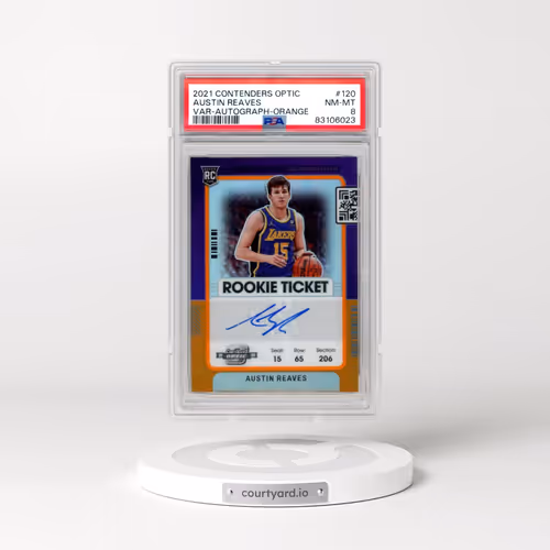 2021 Panini Contenders Optic #120 Austin Reaves - Variation-Autograph-Orange (PSA 8 NM-MT)