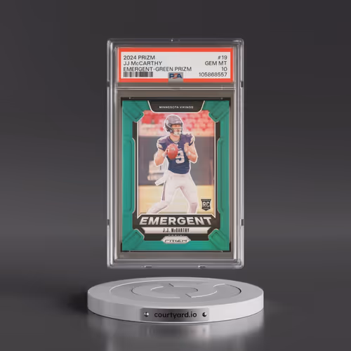 2024 Panini Prizm Emergent #19 JJ McCarthy - Green Prizm (PSA 10 GEM MINT)