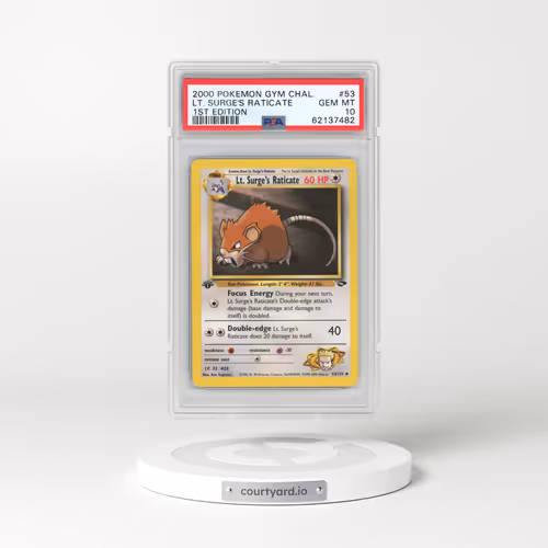 2000 Pokémon Gym Challenge #53 LT. Surge's Raticate - 1st Edition (PSA 10 GEM MINT)