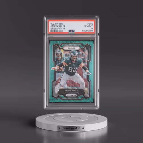 2023 Panini Prizm #245 Jason Kelce - Green Wave (PSA 10 GEM MINT)